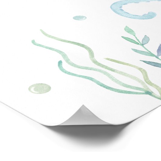 海の下の青い男の子の赤ちゃんシャワーへようこそ ポスター (角)