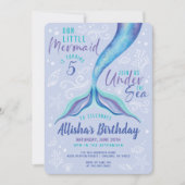 海の下の青い虹彩の水彩人魚 招待状 (正面)