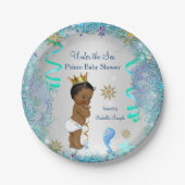 海の下の青い金ゴールド王子の赤ちゃんシャワーエスニック ペーパープレート (正面)