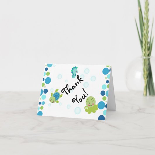海の下の青の赤ちゃんシャワーサンキューカード! サンキューカード (正面)