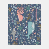 海の下の青サンゴのタコ鯨のサメの名前 フリースブランケット (正面)