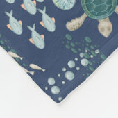 海の下の青サンゴのタコ鯨のサメの名前 フリースブランケット (角)