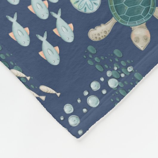 海の下の青サンゴのタコ鯨のサメの名前 フリースブランケット (角)