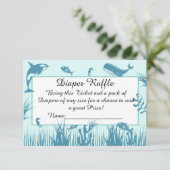 海の下の青ベビーシャワーおむつラッフル エンクロージャーカード (スタンド正面)