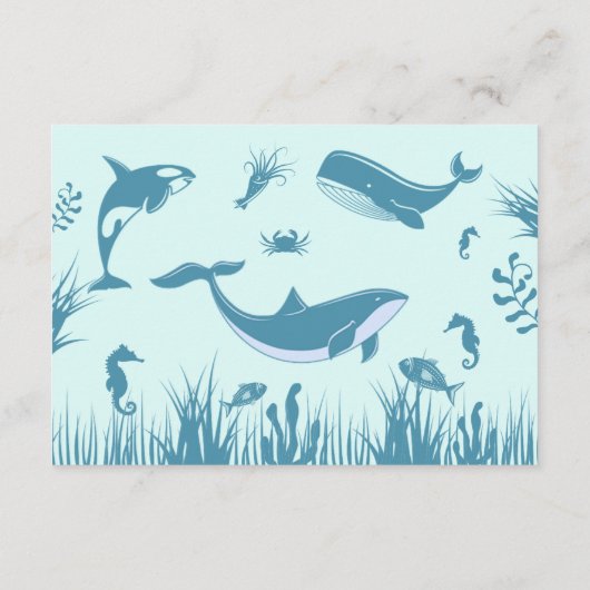 海の下の青ベビーシャワーおむつラッフル エンクロージャーカード (裏面)