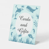 海の下の青ベビーシャワーカード&ギフトサイン 台座サイン (正面)