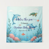 海の下の青ベビーシャワー歓迎の背景 タペストリー (正面)