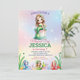 海の下の魔法のマーメイド5番目の誕生日の写真 招待状