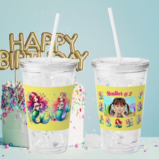 海の下の魔法の人魚の子供の誕生日ギフト アクリルタンブラー