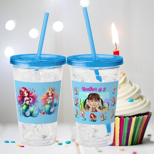 海の下の魔法の人魚の子供の誕生日ギフト アクリルタンブラー