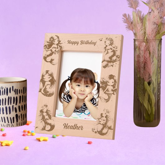 海の下の魔法の人魚の子供の誕生日ギフト レーザー彫刻フレーム