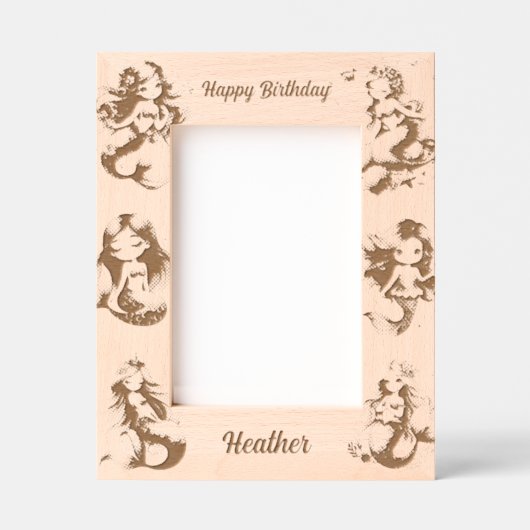 海の下の魔法の人魚の子供の誕生日ギフト レーザー彫刻フレーム (正面)