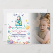 海の下の魔法の人魚の第3誕生日の写真 招待状 (正面)