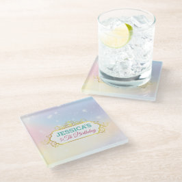 海の下の魔法の人魚誕生日写真 ガラスコースター