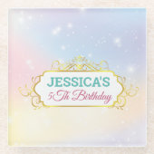 海の下の魔法の人魚誕生日写真 ガラスコースター (正面)