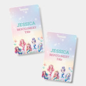 海の下の魔法の人魚誕生日写真 バッジ (正面&裏面)