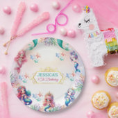 海の下の魔法の人魚誕生日写真 ペーパープレート (パーティー)