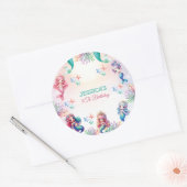 海の下の魔法の人魚誕生日写真 ラウンドシール (封筒)