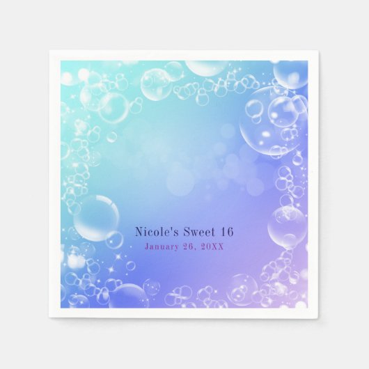 海の下の魔法の泡カスタムパーティー スタンダードカクテルナプキン (正面)