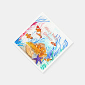 海の下の魚の海洋の赤ちゃんシャワー海サンゴ スタンダードカクテルナプキン (角)