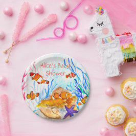 海の下の魚の海洋の赤ちゃんシャワー海サンゴ ペーパープレート