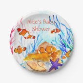 海の下の魚の海洋の赤ちゃんシャワー海サンゴ ペーパープレート (正面)