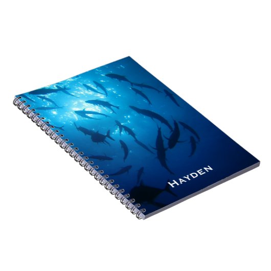 海の下の魚の群れと太陽パーソナライズされた光 ノートブック (右側)