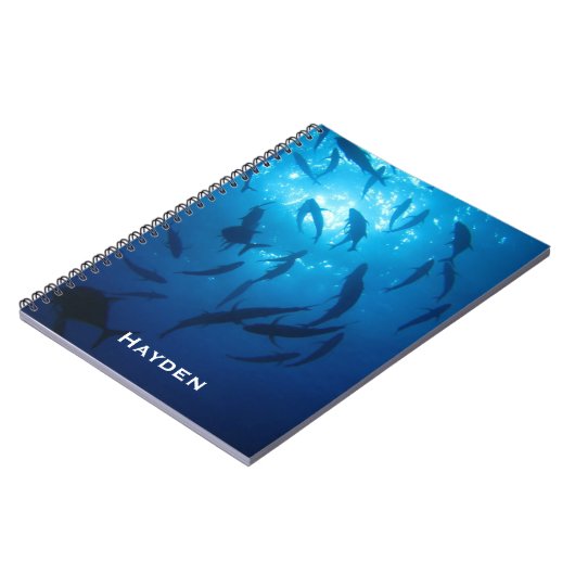 海の下の魚の群れと太陽パーソナライズされた光 ノートブック (左側)