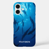 海の下の魚の群れと太陽パーソナライズされた光 Case-Mate iPhoneケース (裏面)