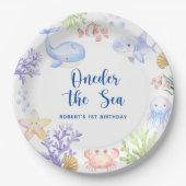 海の下の1歳の誕生日 Oneder The Sea ペーパープレート (正面)