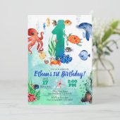 海の下の1歳誕生日パーティーの招待状 招待状 (スタンド正面)