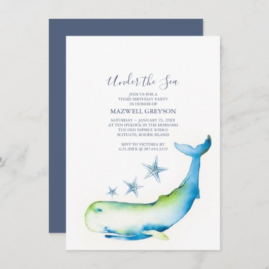海の下の3番目の誕生日パーティー 招待状 (正面/裏面)