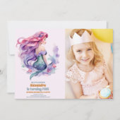 海の下のMermaid誕生日の写真パーティー 招待状 (正面)
