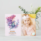 海の下のMermaid誕生日の写真パーティー 招待状 (スタンド正面)
