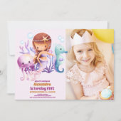 海の下のMermaid誕生日の写真パーティー 招待状 (正面)