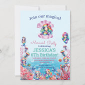 海の下のMermaid 6誕生日の写真 招待状 (正面)
