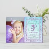 海の下のPHOTOマーメイドプールパーティー誕生日 招待状 (スタンド正面)