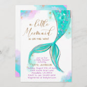 海の下のTurqoise人魚の海赤ちゃんシャワー 招待状 (正面/裏面)