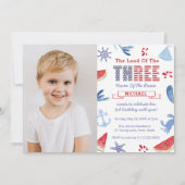 海の下または航海の3歳の誕生日パーティー写真 招待状 (正面)