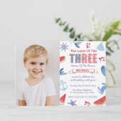 海の下または航海の3歳の誕生日パーティー写真 招待状 (スタンド正面)