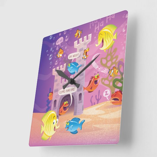 海の下を数える時間 スクエア壁時計 (傾斜)