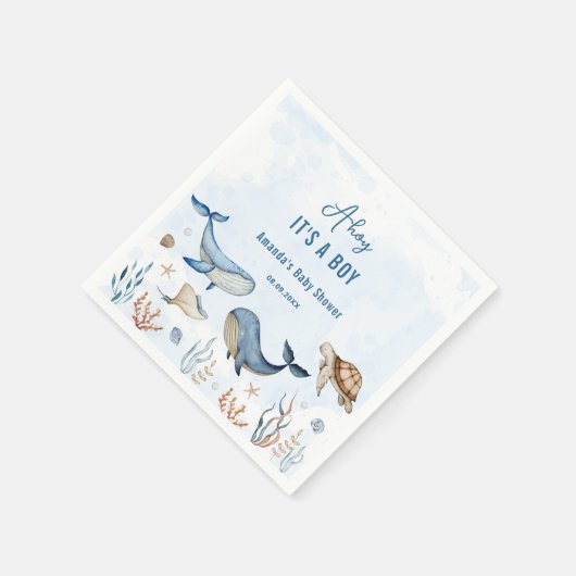 海の下アホイそれは男の子の赤ちゃんシャワーだ スタンダードカクテルナプキン (角)