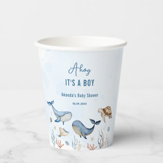 海の下アホイそれは男の子の赤ちゃんシャワーだ 紙コップ (正面)