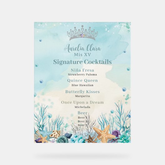 海の下キンセアニェラカクテルバーメニュー アクリルサイン (正面)