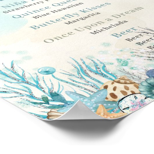 海の下キンセアニェラカクテルバーメニュー ポスター (角)