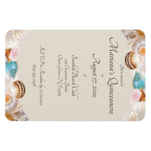 海の下キンセアニェラパーティーシーシェル縁どズ マグネット (横)