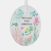 海の下ベビー初めてのクリスマス ガラスオーナメント (正面右)
