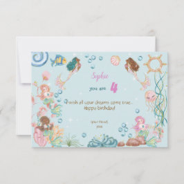 海の下メルメイドキッズハッピーバースデー カード