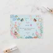 海の下メルメイドキッズハッピーバースデー カード (正面/裏面インサイチュ)