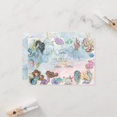 海の下メルメイドキッズハッピーバースデー カード (正面/裏面インサイチュ)